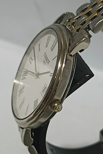 Genuino Reloj Suizo Tissot 1853 Cristal Zafiro Just Date Oro-acero Plateado Blanco (Usado)
