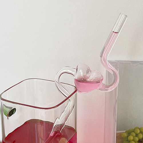 Pajita De Vidrio, Pajitas Transparentes Con Decoración En Fo