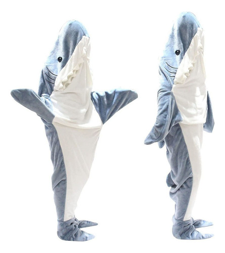 Manta De Franela Con Capucha Shark, 190 X 120 Cm