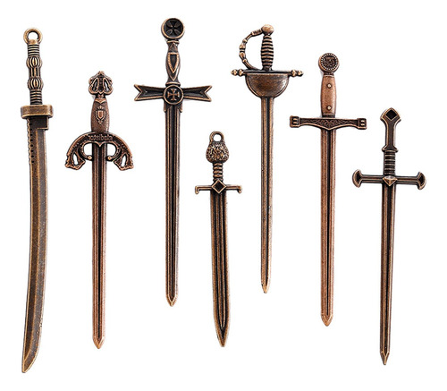 Nuevo 7 Piezas Mini Colgantes De Espada Antigua, Dijes