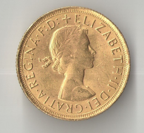 Inglaterra 1 Libra 1963 Elizabeth Ouro 7.98 Gr Au 916 22 Mm