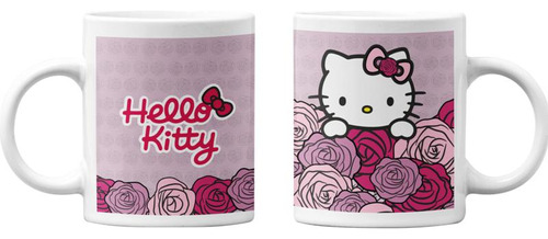 Tazones Tazas Blancas Hello Kitty Flores Tierna