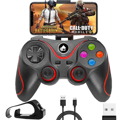 Control Para Celular Bluetooth Con Soporte Gamepad Android Color Rojo