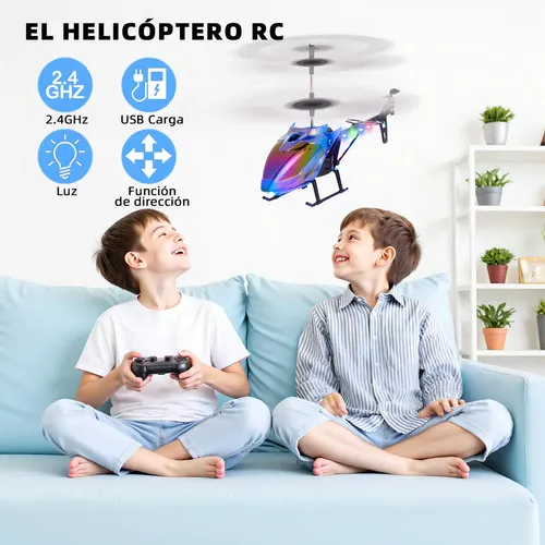 Helicóptero RC De 3.5 Canales Con Giroscopio Y Luz LED, Control 2.4GHz, Juguete Volador Para Niños Y Niñas