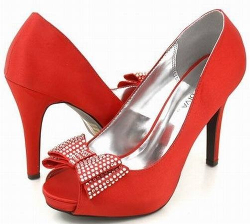 Zapatos N°36 Satin Peep Toe Rojo Corbata  Importados Usa
