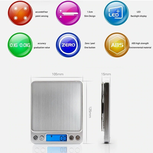 Mini Balanza Digital Precisión 0.01g A 500 G Bandeja Grande