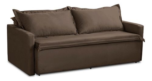 Sofá Sem Caixa Ret Reclinável 1,65m Molas Kiara Suede Marrom