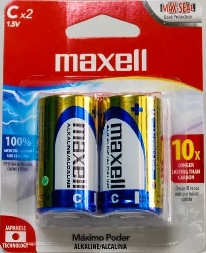 Pila Batería Maxell Alcalina Tipo C Lr14 1,5v Blíster X2