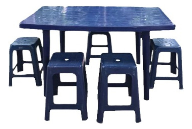 Mesa Plástica Rectangular Azul 118x80x73 Cm #e