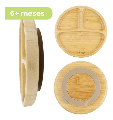 Prato Com Ventosa Green Eco Bambu Infantil Animais Clingo