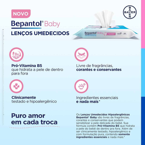 Kit 2 Pacotes De Toalhas Umedecida Bepantol Baby C/96 Lenço