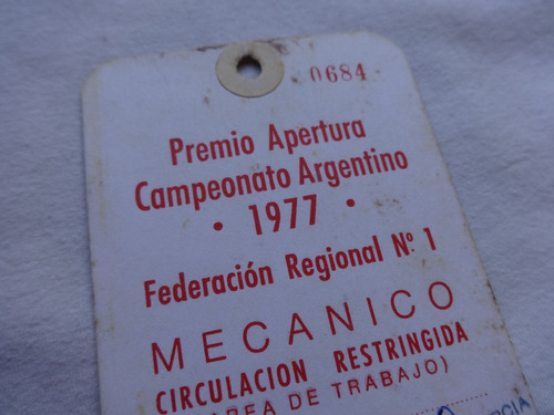 Antigua Entrada Premio Apertura 1977 Carrera Auto Club