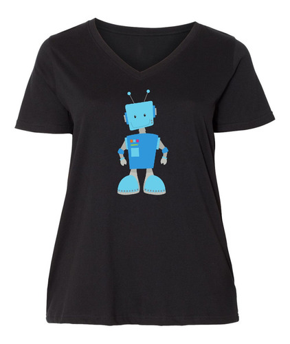 Camiseta Talla 2(18/20) Color Negro De Robot Para Mujer De