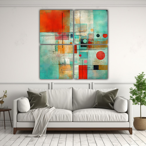 40x40cm Cuatro Cuadros Concepto Rectangular Modern Art Digit