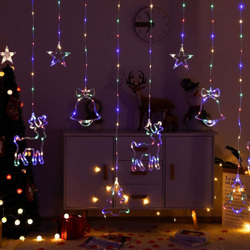 Lámpara De Cortina Con Forma De Adorno Navideño Con 138 Led