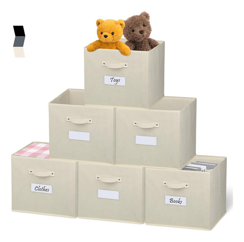 15x13x13 Fabric Storage Bins, 6 Pack Foldable Cube Stor...