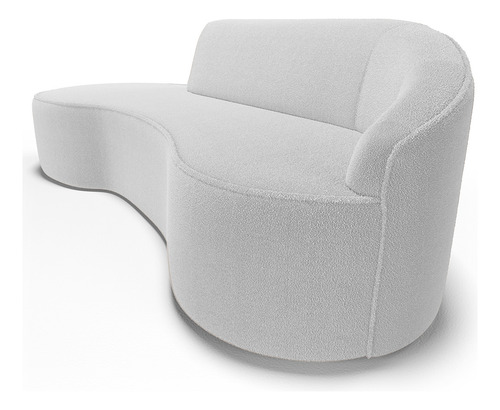 Sofá 4 Lugares Curvo Firenze Direito Bouclê Branco 260cm B53