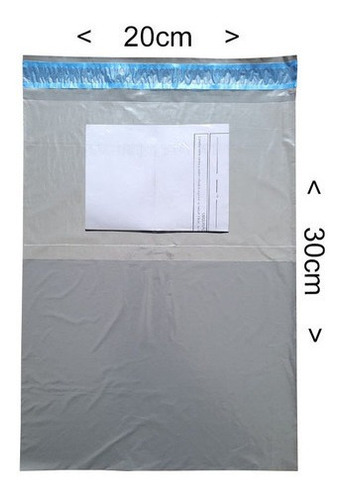 Imagem 1 de 2 de Envelope Plástico Sedex Cinza Com Bolsa Canguru 20x30 500un