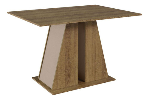 Mesa de madera para comedor 4 sillas Gisele Madesa, color Rcs, rústico/crema/plateado, silla lisa, diseño de tela