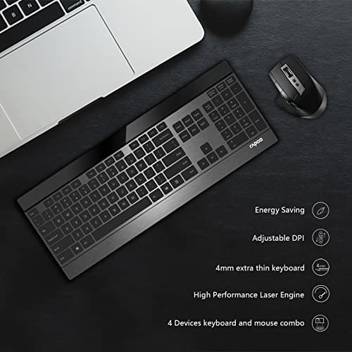 Combinación De Teclado Inalámbrico Y Ratón Láser Rapoo, Mult