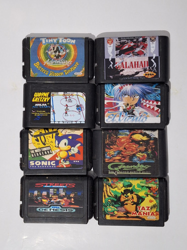 Sega Genesis . Años 90 . En Caja. 2 Joys 12 Juegos Cables E Negro