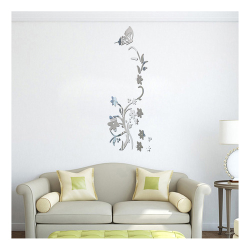 Pegatina De Pared Con Espejo 3d Con Forma De Flor De Ratán,
