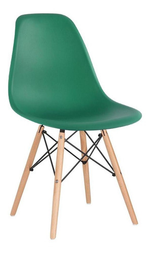 Kit Mesa Jantar Eames Retangular 4 Cadeiras Eiffel Wood Av Cor da tampa Mesa preto com cadeiras verde escuro