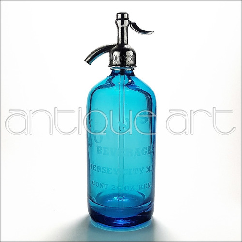 A64 Botella Sifon Azul Antiguedad Decoracion Retro Bar Vtg