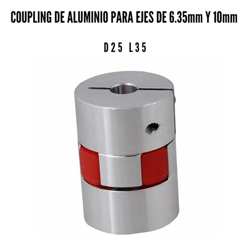 Coupling O Acople Flexible De Aluminio Eje 6,35mm Y 10mm