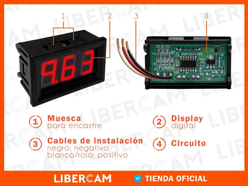 Imagen 7 de 10 de Voltimetro De Panel Digital 3 Digitos 12v - 24v De 3 Cables