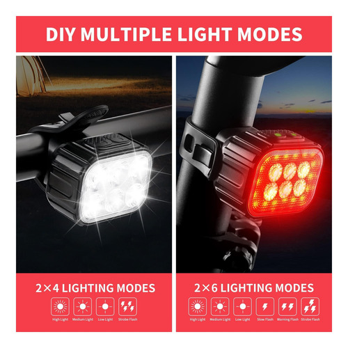 Luces De Bicicleta Recargables De Luz De Bicicleta Con Luces