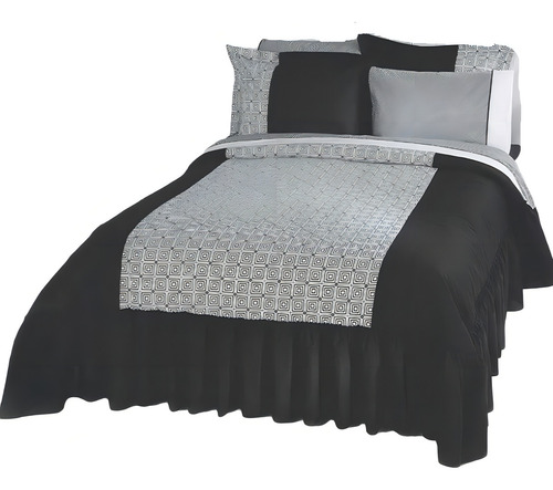 Edrecolcha Baruk Negro Matrimonial Con 2 Cojines