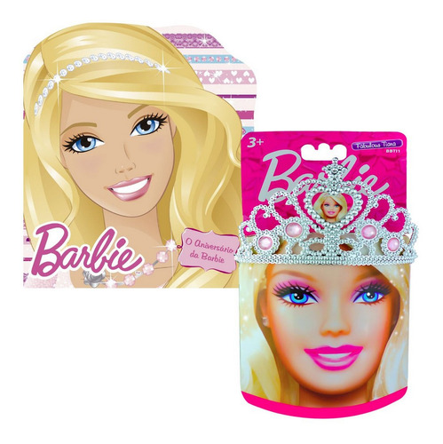 Coleção Coroa Infantil + Livro O Aniversário Da Barbie