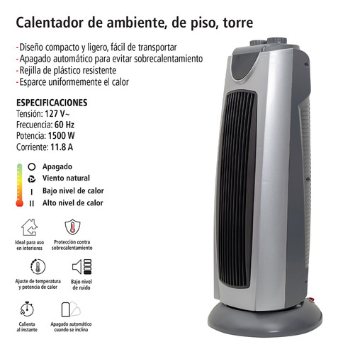 Calefactor De Ambiente De Torre, 2000 W