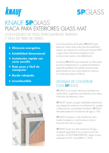Placa Knauf Sp Glass 12,5mm 1,20 X2,40 Exterior Semicubierto