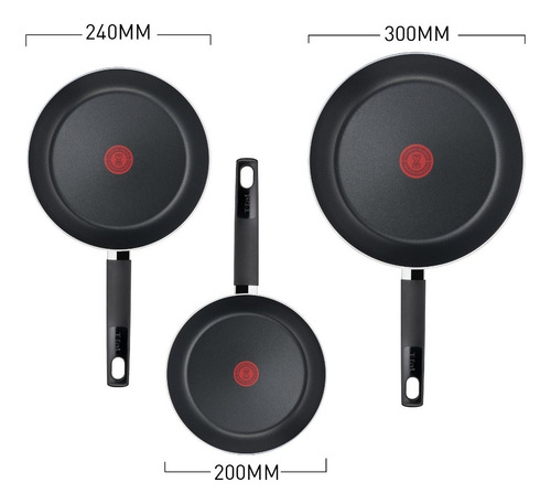 Imagen 3 de 6 de Juego 3 Sartenes T-fal 20 24 30cm Simply Cook Antiadherente