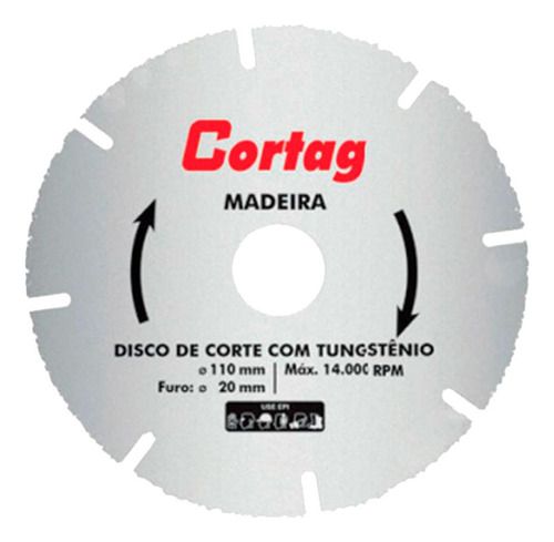 Disco Cortag Tungstenio Madeira 110mm
