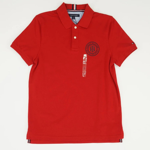 Tommy Hilfiger Polo Rojo Liso Para Hombre Talla S