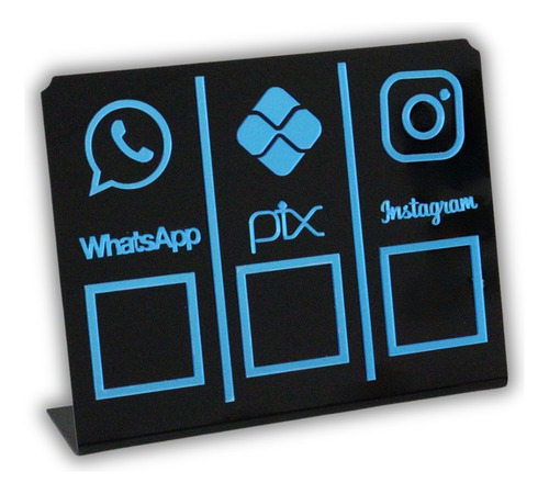 Placa Pix,whats E Insta Para Pagamento Qr Code Preta