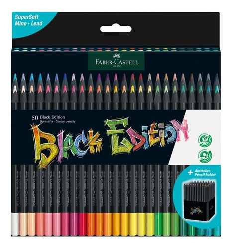 50 Lapices Colores Black Edition (super Soft) Faber Castell