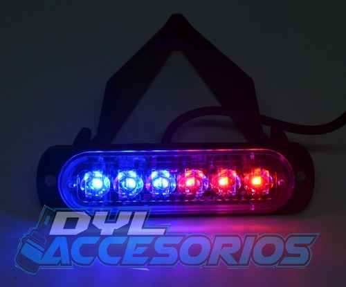 Baliza 6 Led 6w Policia Rojo Y Azul Auto, 4x4 Moto Dyl