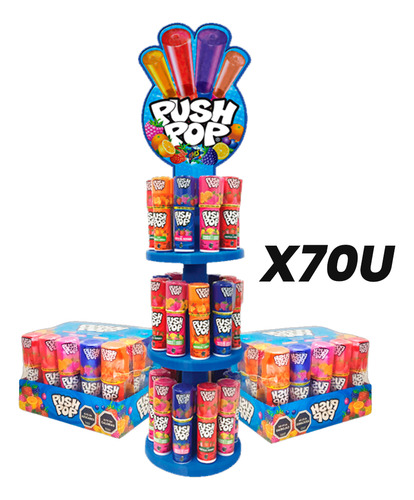Chupetín Push Pop Fruta X 70un Con Exhibidor - Don Ignacio