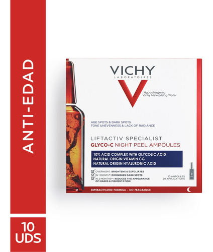 Imagen 2 de 9 de Vichy Liftactiv Ampollas Glyco C Peeling Noche Manchas 10u