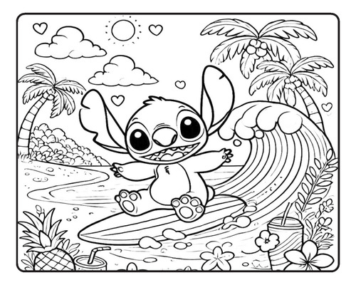 Livro De Colorir Stitch Capa Holográfica Dura 50 Desenhos Folha 180 G Wire-o Estilo Bobbie Goods Caderno Pintar Livro Colorir Para Adultos E Crianças Stitch Menina