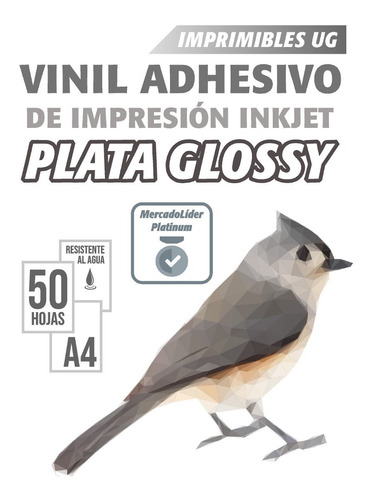 Vinil Para Impresión Inkjet Tamaño A4 Plata Glossy 50 Hojas