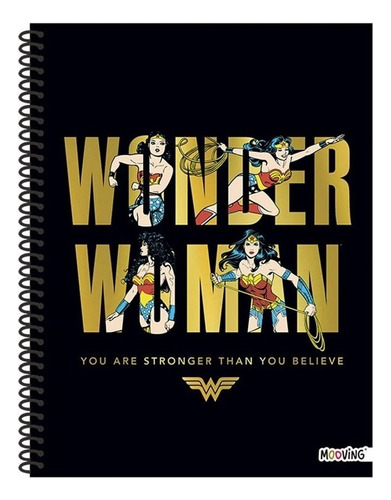 Cuaderno A4 Mooving T. Semirígida 80hs Ray. Wonder Woman