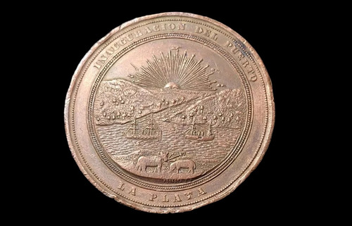 Medalla Inauguración Del Puerto La Plata Año 1890 Cobre- 695