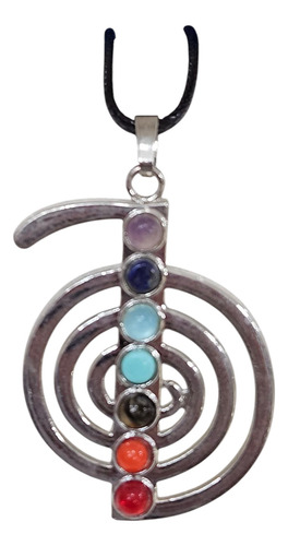 Dije Chokurei Con Las Piedras De Los Siete Chakras En Acero Plateado