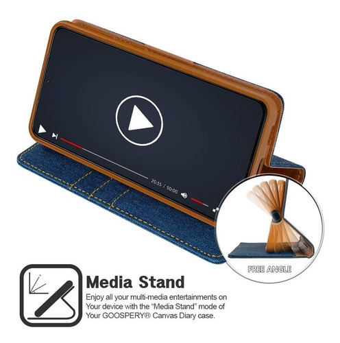 Imagen 4 de 6 de Funda Protector Cartera Con Tarjetero Canvas Para Huawei Y9a