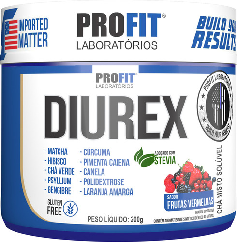 Diurex Chá Diurético Termogênico Detox 200g - Profit Sabor Frutas Vermelhas